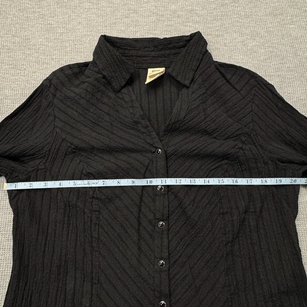 Faded Glory Womens Black Pearl Snap Blouse 3/4 Sleeve Stretch Plus Size 16W - Picture 9 of 13